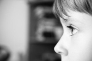 girl_watching_TV_bw